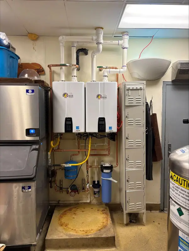 Commercial boiler and water heater room